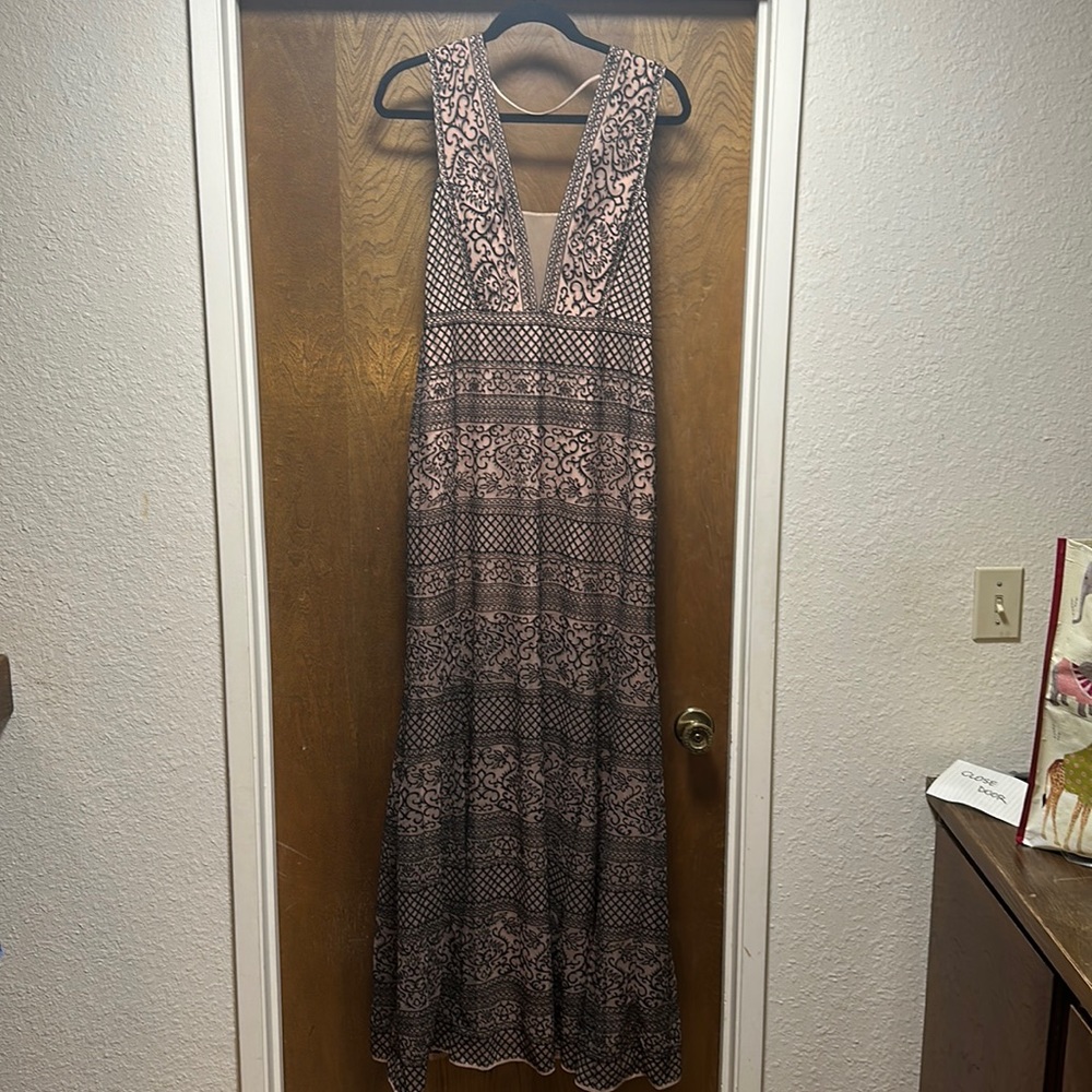 BCBG Black and nude lace maxi dress (size 8)